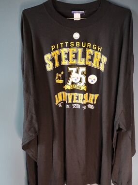 Vintage Pittsburgh Steelers 75th Anniversary Black Long Sleeve Tee